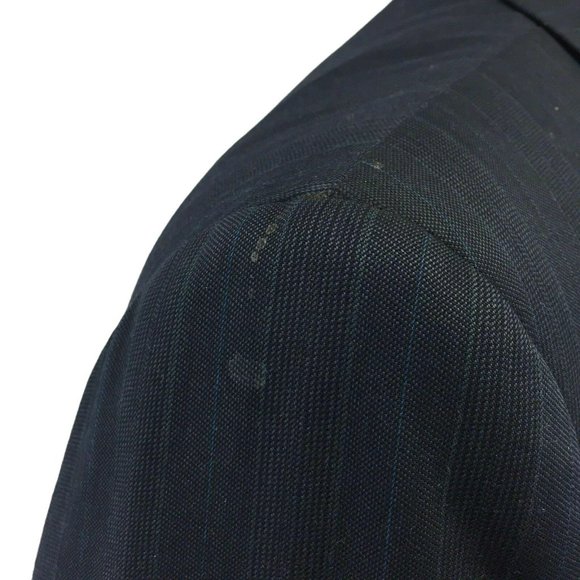 Thomas Suit Jacket Blazer Sports Coat Mens 100% Pure Wool 42L Blue Pinstripe 6 P - Picture 6 of 12
